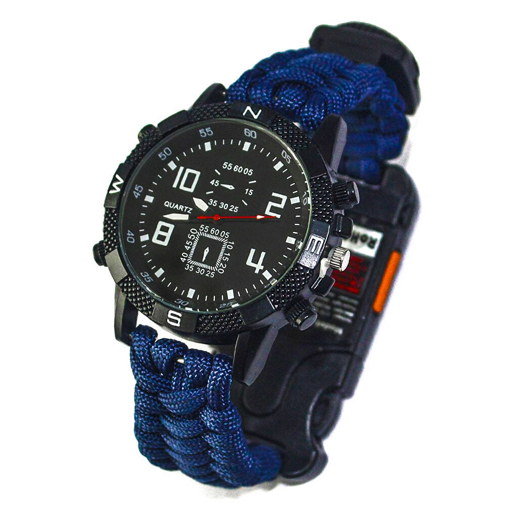 RUGGED TRAILBLAZER EDC Survival Watch — Outdoor Emergency Gear Bracelet with Compass & Fire Starter