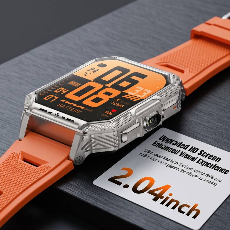 RUGGED COMMANDER X Smartwatch — 1400mAh Military Outdoor Fitness Watch with LED Flashlight & Bluetooth Calling