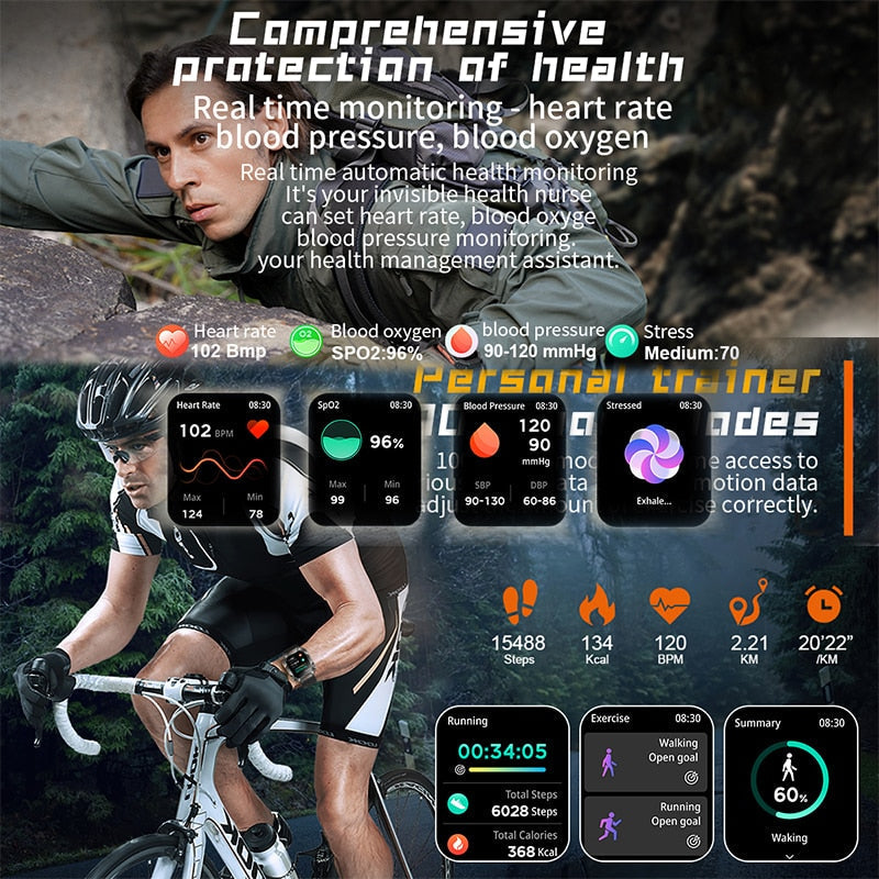 RUGGED TITAN Tactical Smartwatch — Military Style Outdoor Fitness Watch with 620mAh Battery