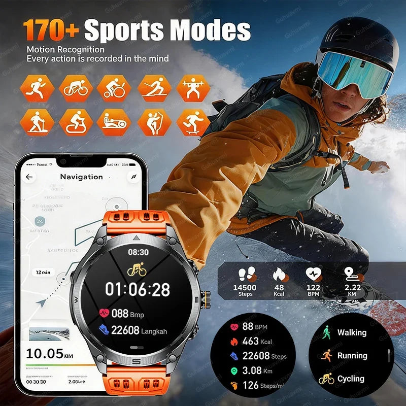 RUGGED COMMANDER Outdoor GPS Smartwatch — Military Style Adventure Watch with 1000mAh Battery & 10ATM Waterproof Protection