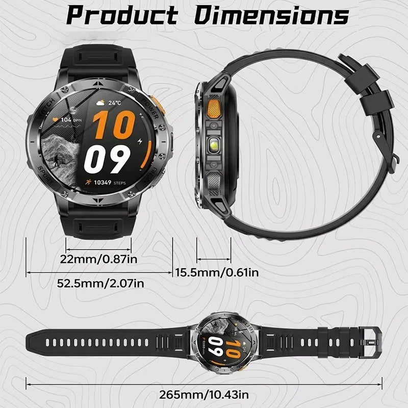 RUGGED ADVENTURE PRO GPS Smartwatch — Military Outdoor Watch with AMOLED Display, 1400mAh Battery & Advanced Navigation