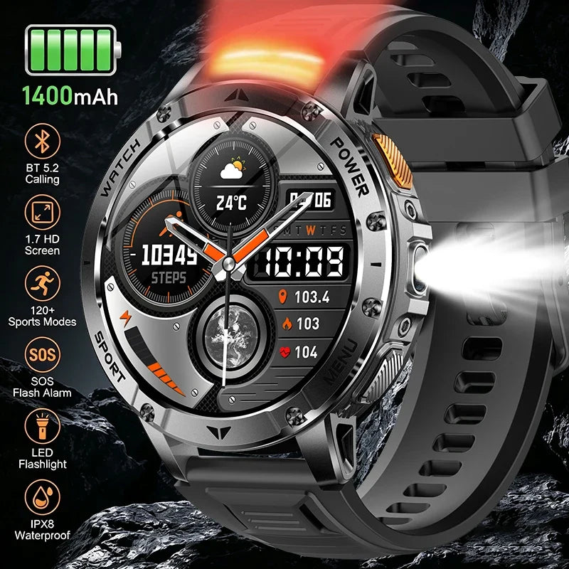 RUGGED ADVENTURE PRO GPS Smartwatch — Military Outdoor Watch with AMOLED Display, 1400mAh Battery & Advanced Navigation