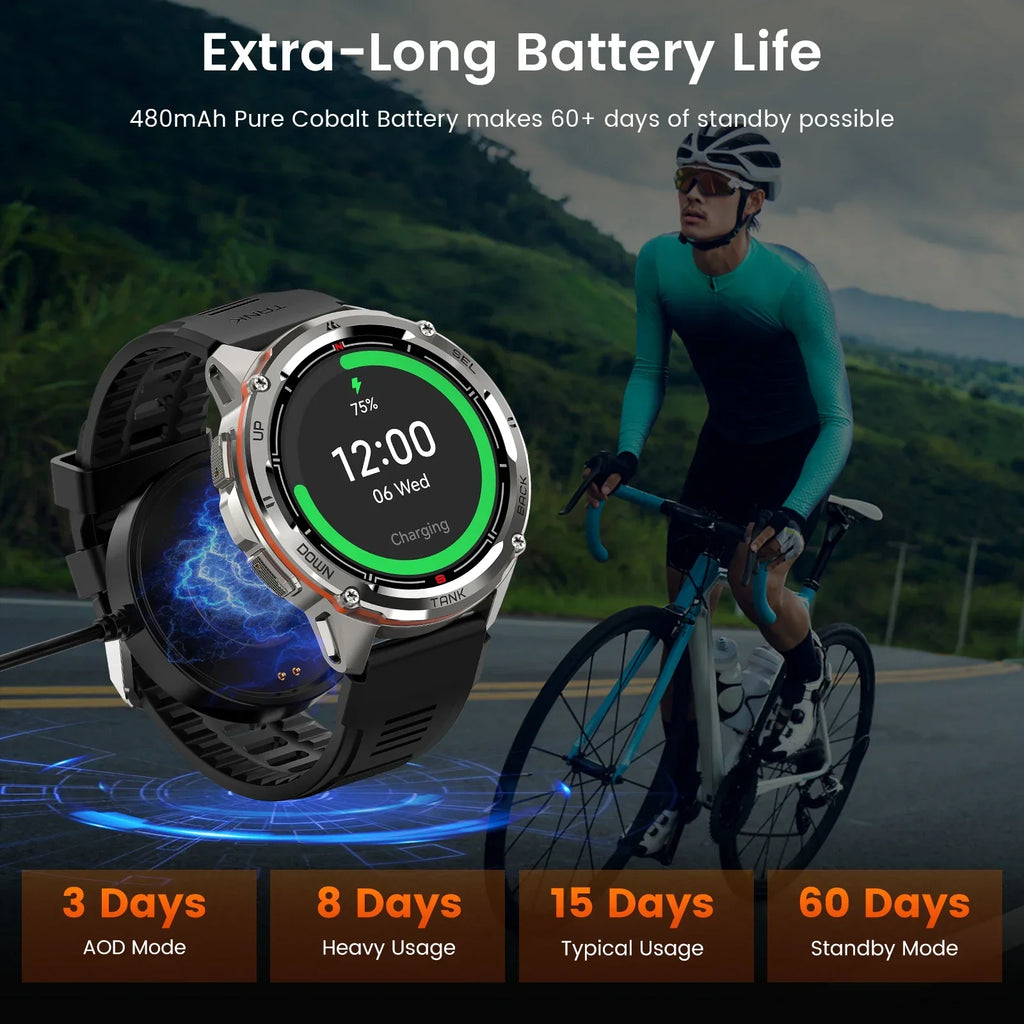 RUGGED TANK T3 Ultra GPS Smartwatch — Military-Grade Outdoor Fitness Watch with AMOLED Display