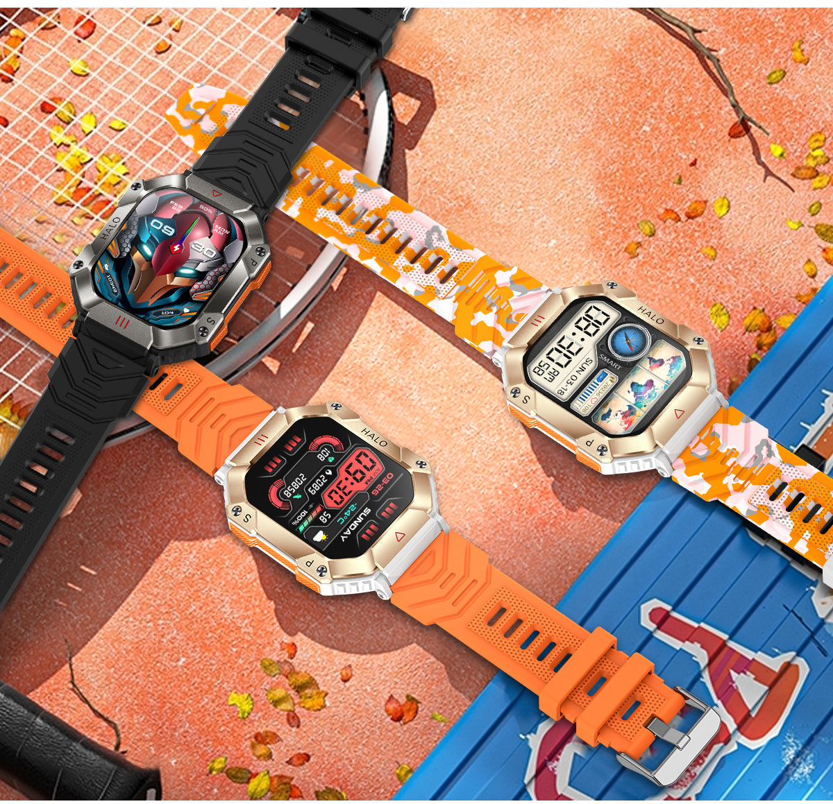 RUGGED TITAN Tactical Smartwatch — Military Style Outdoor Fitness Watch with 620mAh Battery