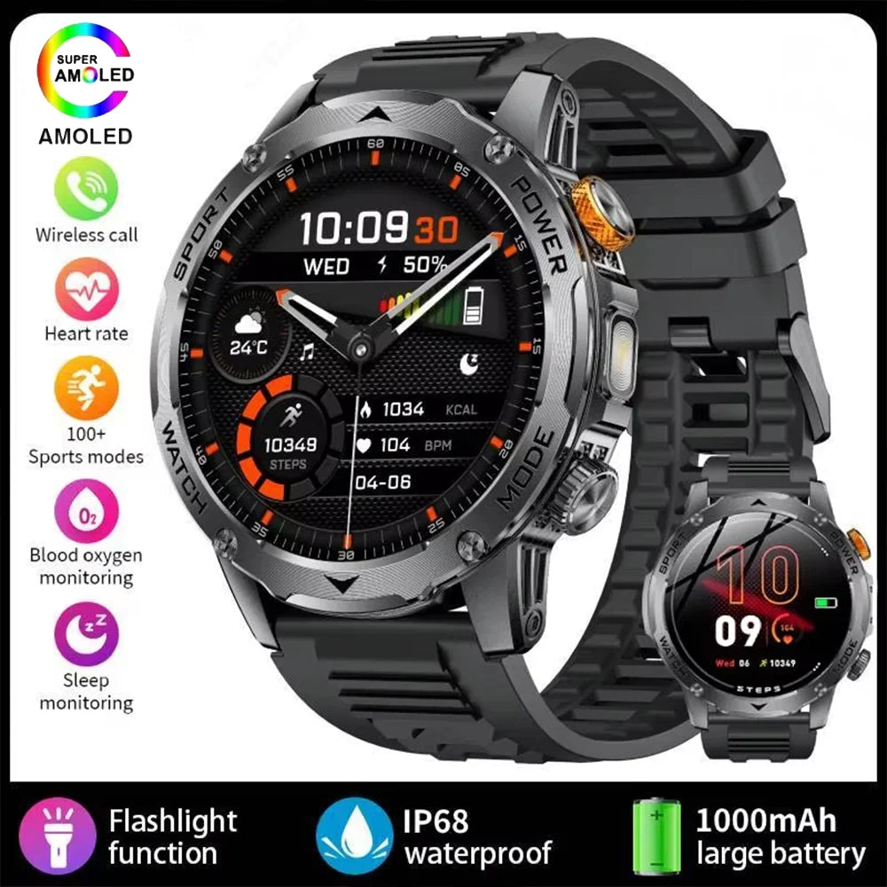 RUGGED ADVENTURE ULTRA Smartwatch — Military GPS Outdoor Watch with AMOLED Display, 1400mAh Battery & 120+ Sports Modes