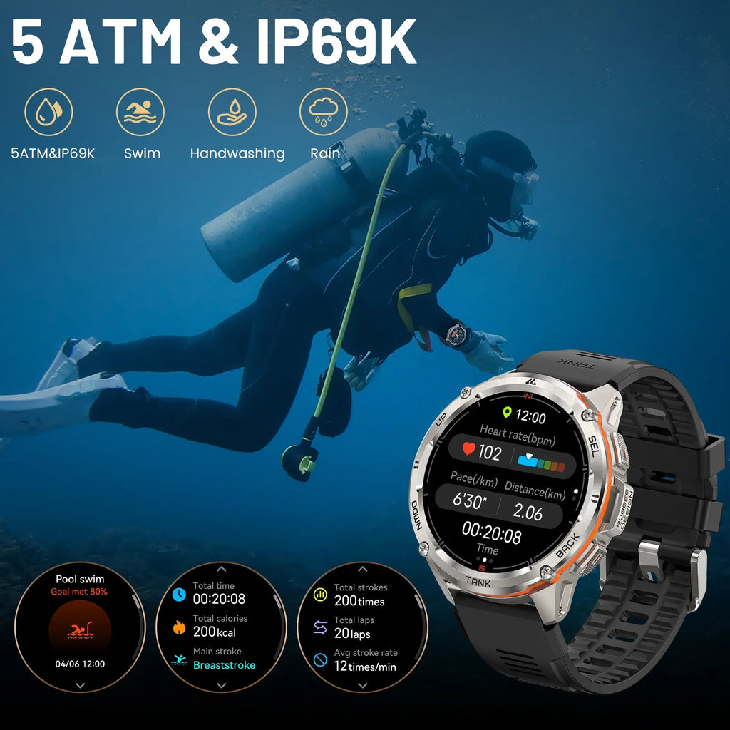 RUGGED TANK T3 Ultra GPS Smartwatch — Military-Grade Outdoor Fitness Watch with AMOLED Display