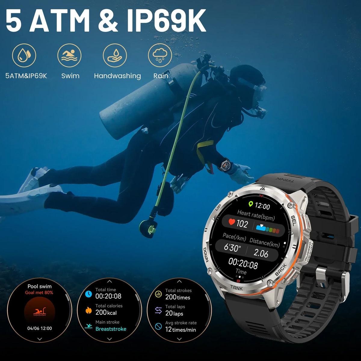 RUGGED TANK T3 Ultra GPS Smartwatch — Military-Grade Outdoor Fitness Watch with AMOLED Display