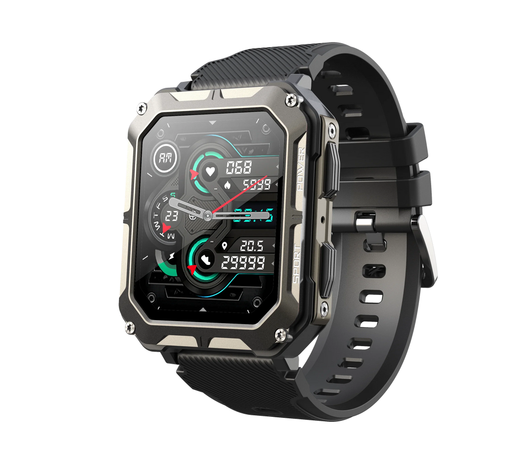 RUGGED C20 PRO Tactical Smartwatch — Military Style Outdoor Fitness Watch with Bluetooth Calling