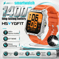 RUGGED COMMANDER X Smartwatch — 1400mAh Military Outdoor Fitness Watch with LED Flashlight & Bluetooth Calling