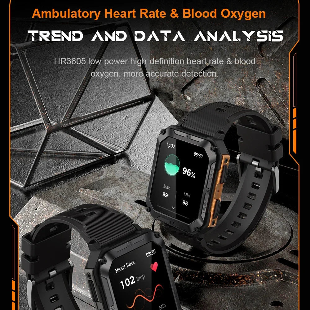 RUGGED C20 PRO Tactical Smartwatch — Military Style Outdoor Fitness Watch with Bluetooth Calling