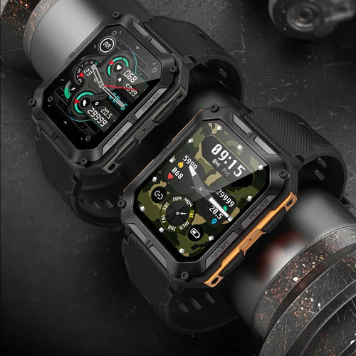 RUGGED C20 PRO Tactical Smartwatch — Military Style Outdoor Fitness Watch with Bluetooth Calling