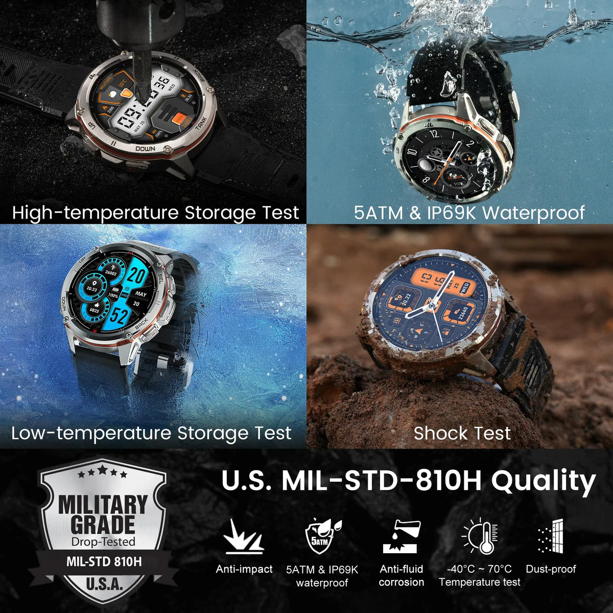 RUGGED TANK T3 Ultra GPS Smartwatch — Military-Grade Outdoor Fitness Watch with AMOLED Display