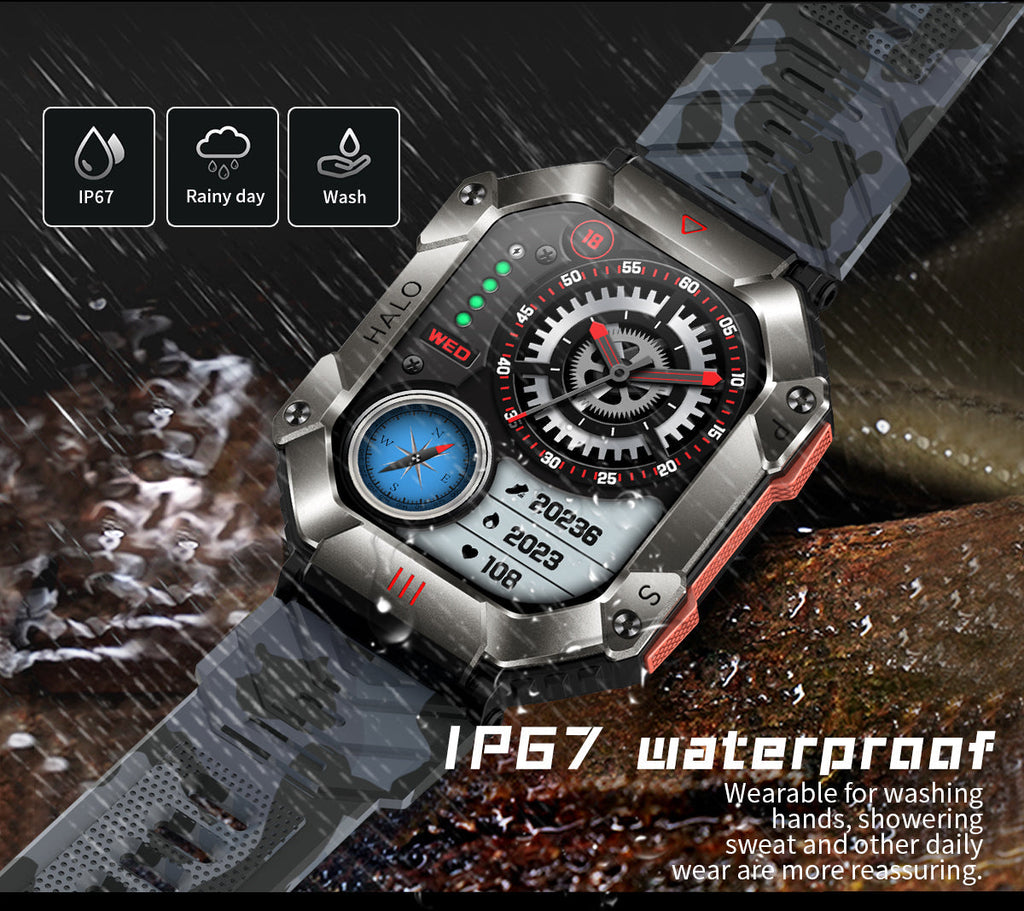 RUGGED TITAN Tactical Smartwatch — Military Style Outdoor Fitness Watch with 620mAh Battery