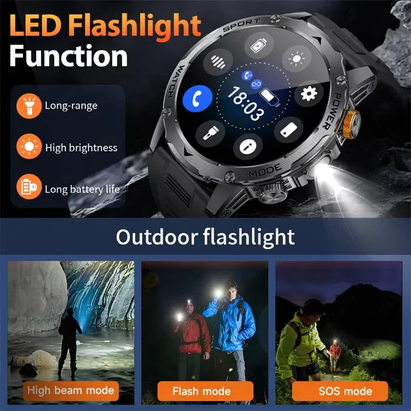 RUGGED ADVENTURE ULTRA Smartwatch — Military GPS Outdoor Watch with AMOLED Display, 1400mAh Battery & 120+ Sports Modes