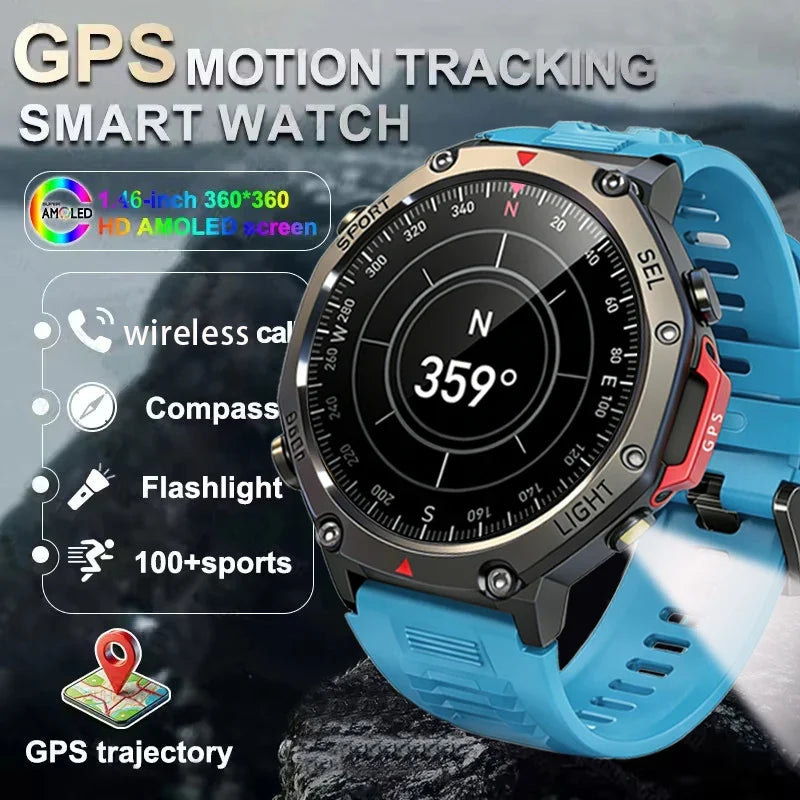 RUGGED GTR4 GPS Smartwatch — AMOLED Outdoor Fitness Watch with Bluetooth Calling & Advanced Tracking