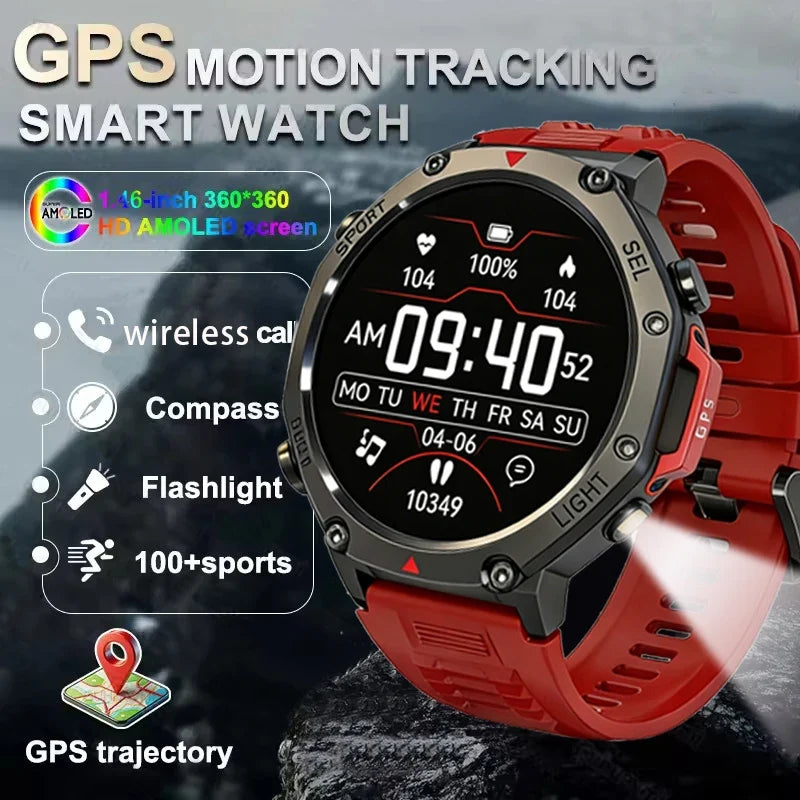 RUGGED GTR4 GPS Smartwatch — AMOLED Outdoor Fitness Watch with Bluetooth Calling & Advanced Tracking
