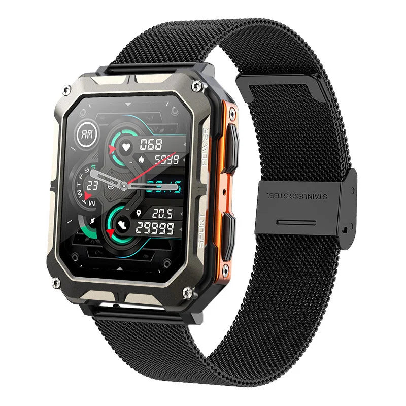 RUGGED C20 PRO Tactical Smartwatch — Military Style Outdoor Fitness Watch with Bluetooth Calling