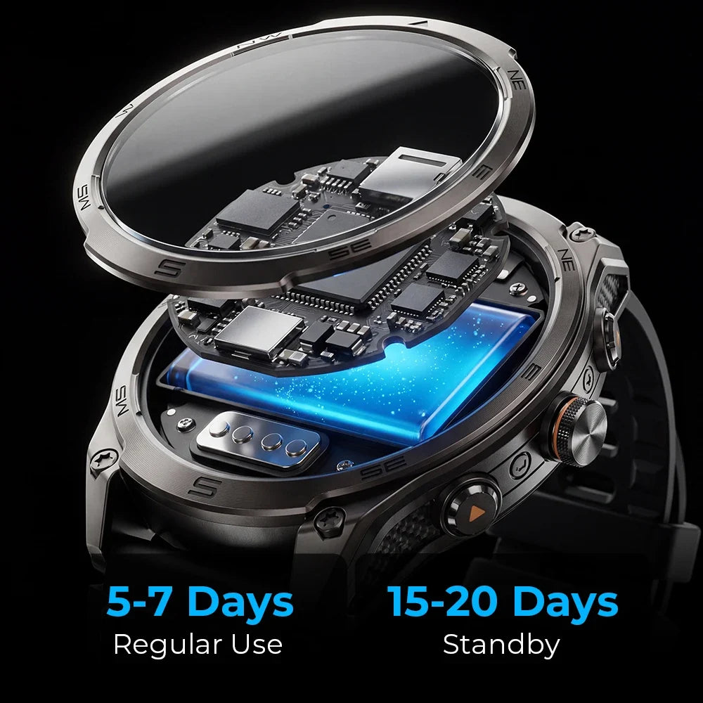 RUGGED COMMANDER GPS Ultra Smartwatch — Military Outdoor Watch with AMOLED Display, 1000mAh Battery & Advanced Navigation