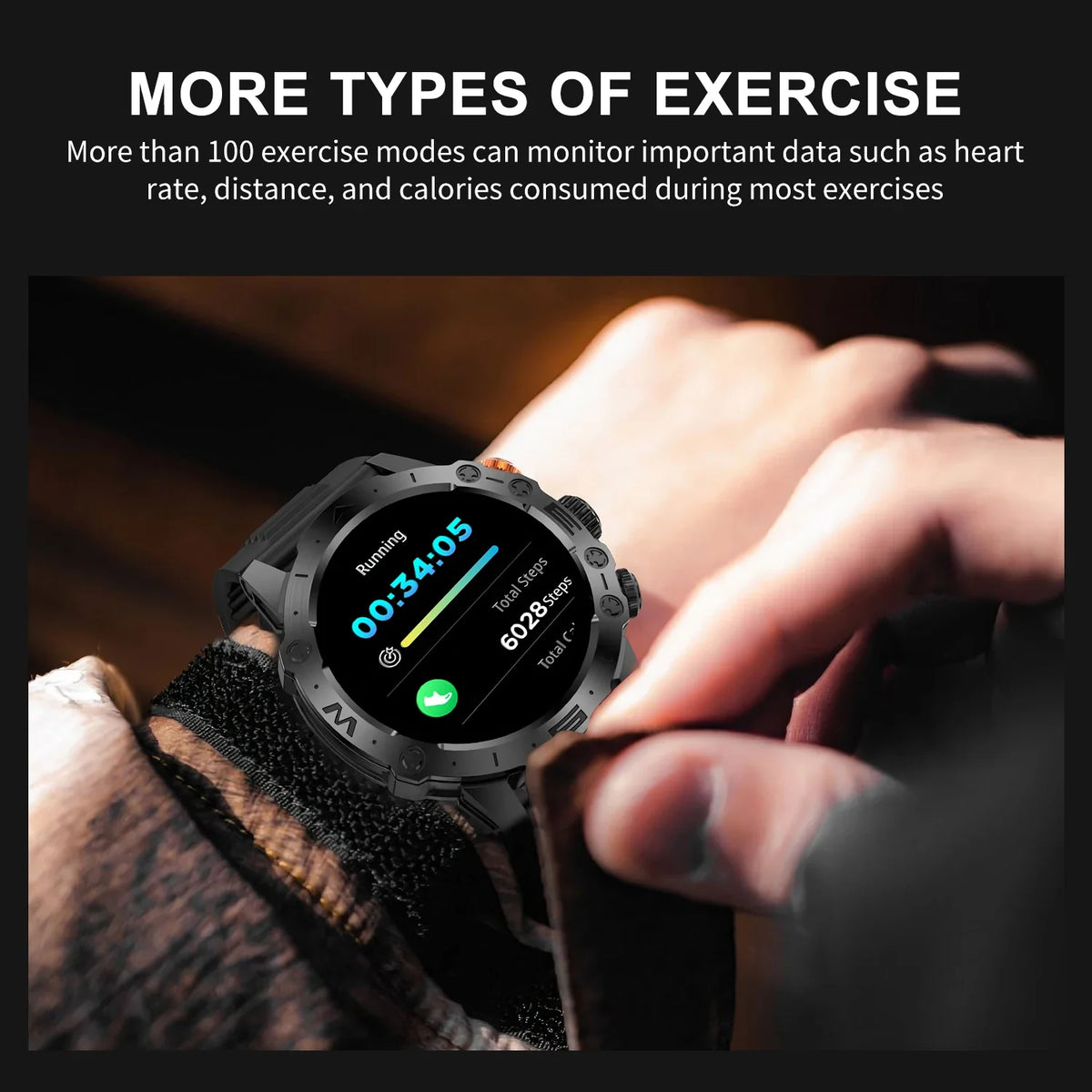 RUGGED SPORT PRO Smartwatch — Bluetooth Calling Fitness Watch with Voice Assistant & Health Monitoring