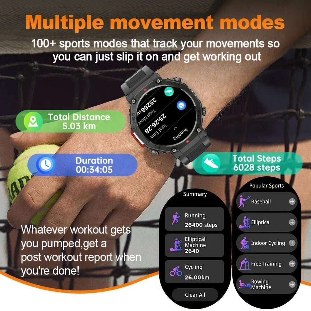 RUGGED GTR4 GPS Smartwatch — AMOLED Outdoor Fitness Watch with Bluetooth Calling & Advanced Tracking