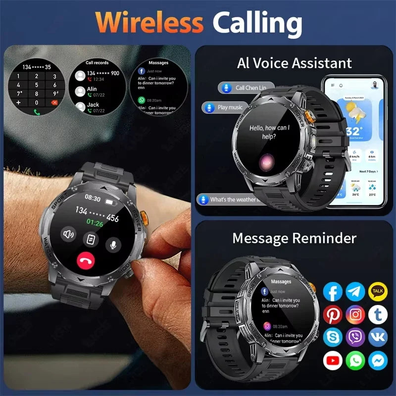 RUGGED ADVENTURE ULTRA Smartwatch — Military GPS Outdoor Watch with AMOLED Display, 1400mAh Battery & 120+ Sports Modes