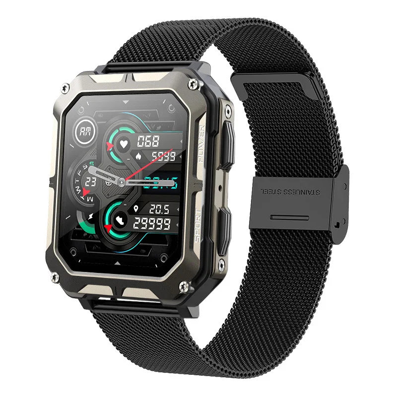 RUGGED C20 PRO Tactical Smartwatch — Military Style Outdoor Fitness Watch with Bluetooth Calling