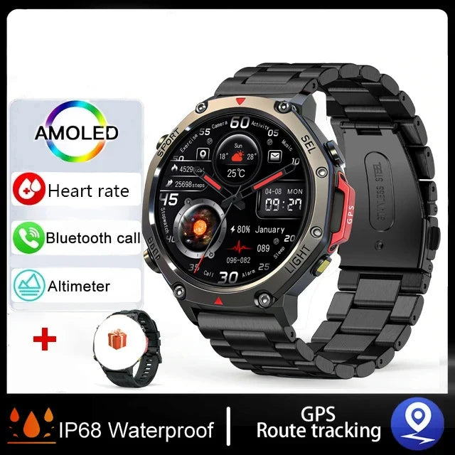 RUGGED GTR4 GPS Smartwatch — AMOLED Outdoor Fitness Watch with Bluetooth Calling & Advanced Tracking