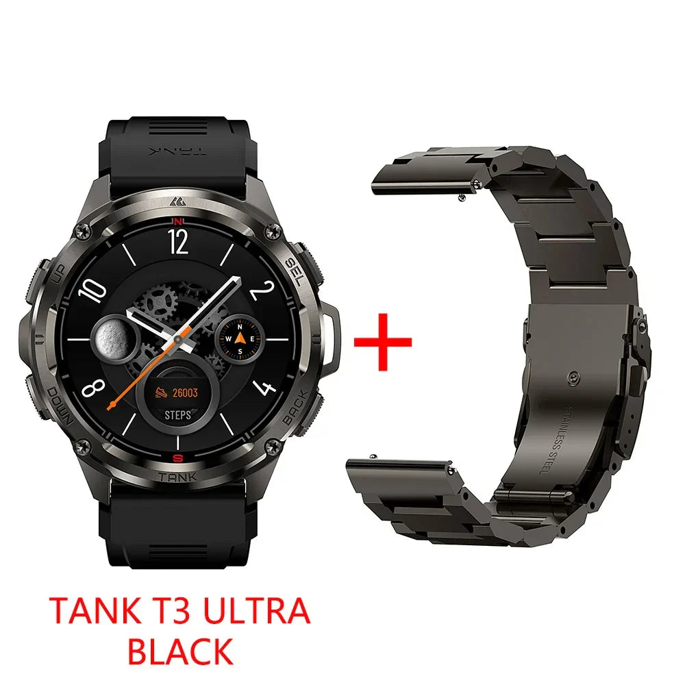 RUGGED TANK T3 Ultra GPS Smartwatch — Military-Grade Outdoor Fitness Watch with AMOLED Display