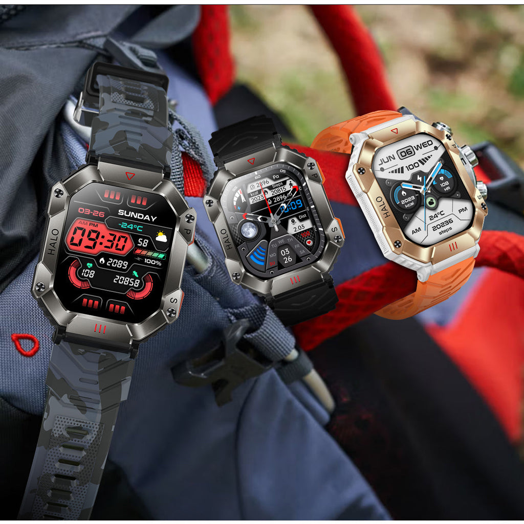 RUGGED TITAN Tactical Smartwatch — Military Style Outdoor Fitness Watch with 620mAh Battery