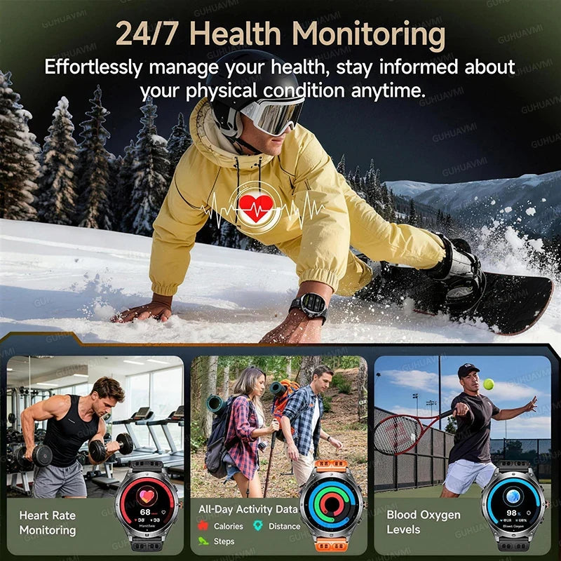 RUGGED COMMANDER Outdoor GPS Smartwatch — Military Style Adventure Watch with 1000mAh Battery & 10ATM Waterproof Protection