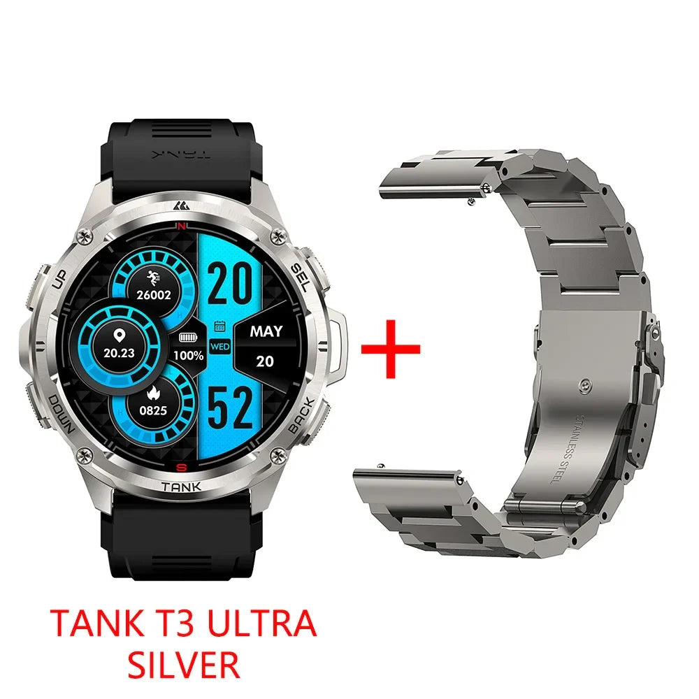 RUGGED TANK T3 Ultra GPS Smartwatch — Military-Grade Outdoor Fitness Watch with AMOLED Display
