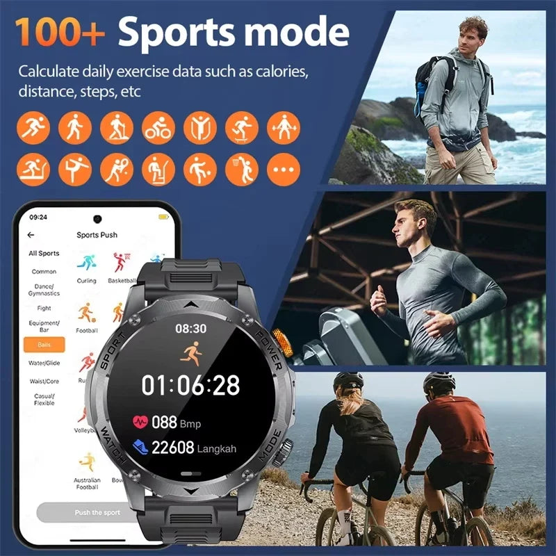 RUGGED ADVENTURE ULTRA Smartwatch — Military GPS Outdoor Watch with AMOLED Display, 1400mAh Battery & 120+ Sports Modes