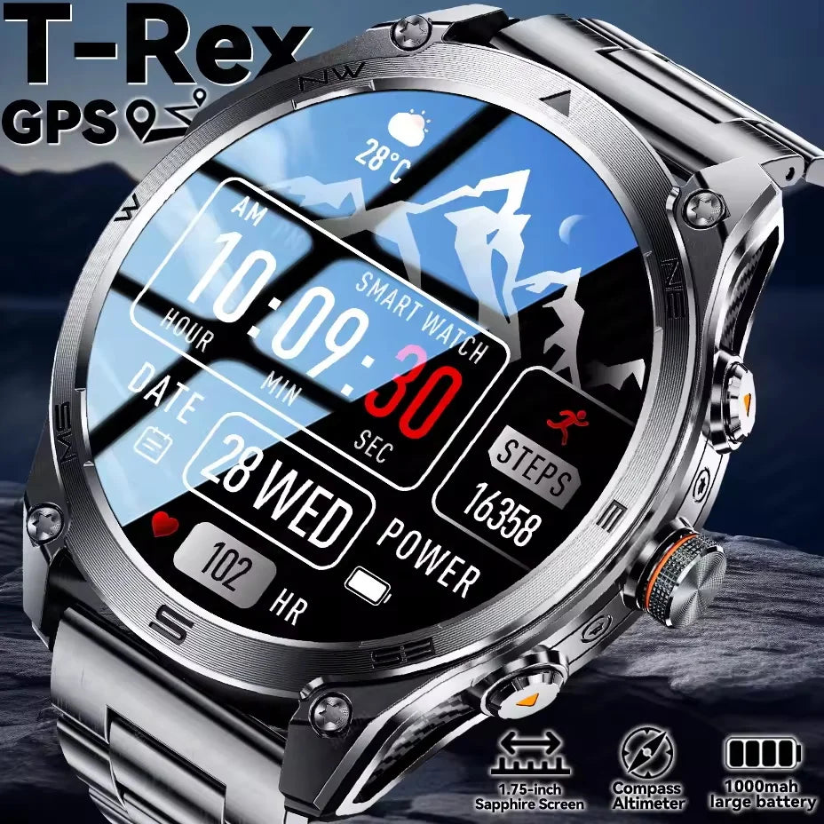 RUGGED COMMANDER Outdoor GPS Smartwatch — Military Style Adventure Watch with 1000mAh Battery & 10ATM Waterproof Protection