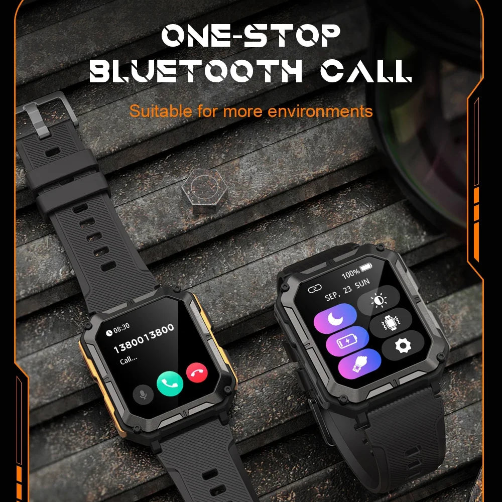 RUGGED C20 PRO Tactical Smartwatch — Military Style Outdoor Fitness Watch with Bluetooth Calling
