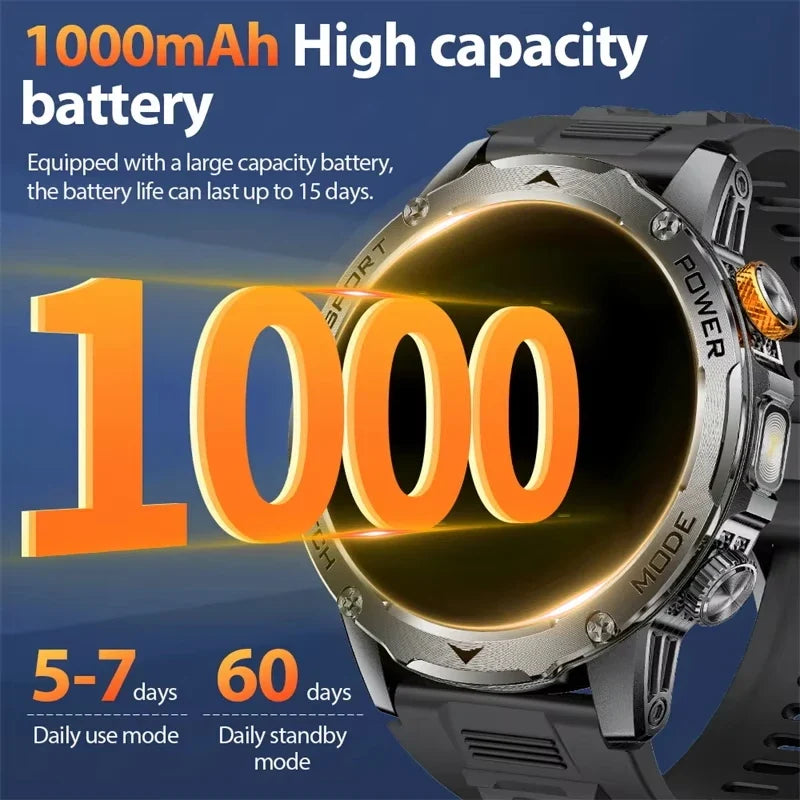 RUGGED ADVENTURE ULTRA Smartwatch — Military GPS Outdoor Watch with AMOLED Display, 1400mAh Battery & 120+ Sports Modes