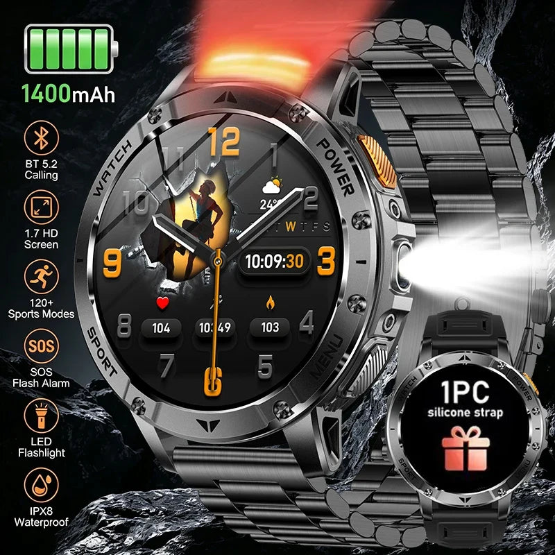 RUGGED ADVENTURE PRO GPS Smartwatch — Military Outdoor Watch with AMOLED Display, 1400mAh Battery & Advanced Navigation