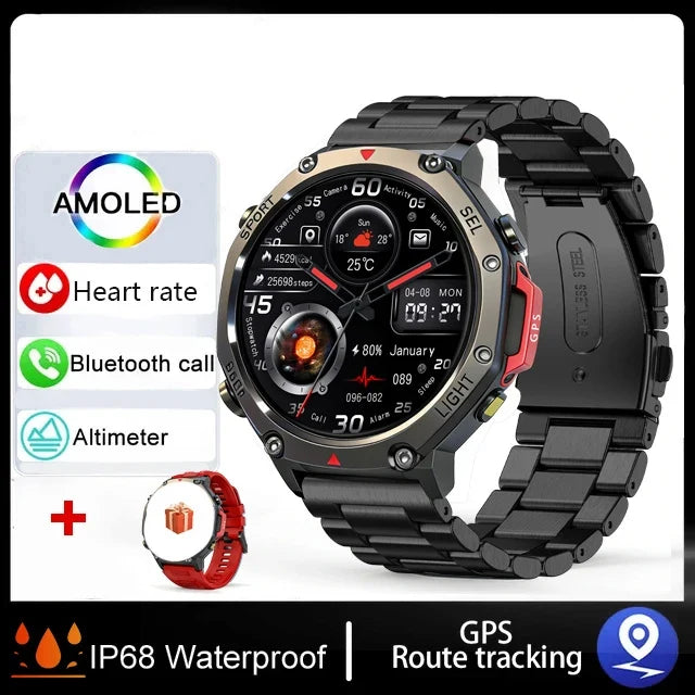 RUGGED GTR4 GPS Smartwatch — AMOLED Outdoor Fitness Watch with Bluetooth Calling & Advanced Tracking