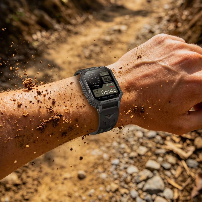 RUGGED COMMANDER X Smartwatch — 1400mAh Military Outdoor Fitness Watch with LED Flashlight & Bluetooth Calling
