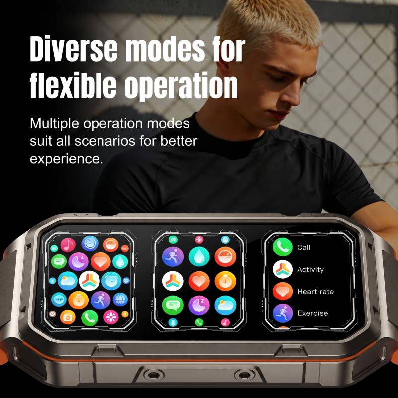 RUGGED COMMANDER X Smartwatch — 1400mAh Military Outdoor Fitness Watch with LED Flashlight & Bluetooth Calling