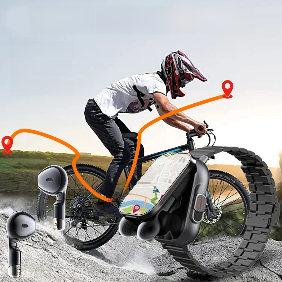 RUGGED DUO Smartwatch — 2-in-1 Bluetooth Smartwatch with Built-In Wireless Earbuds