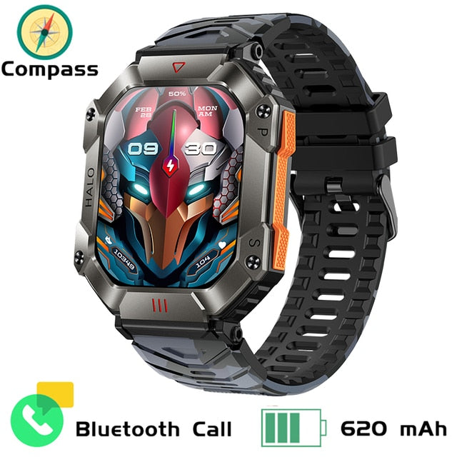 RUGGED TITAN Tactical Smartwatch — Military Style Outdoor Fitness Watch with 620mAh Battery