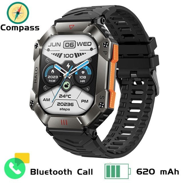 RUGGED TITAN Tactical Smartwatch — Military Style Outdoor Fitness Watch with 620mAh Battery