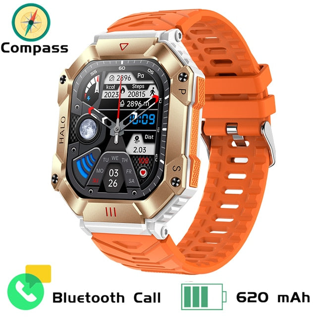 RUGGED TITAN Tactical Smartwatch — Military Style Outdoor Fitness Watch with 620mAh Battery